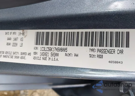 2007 Chrysler Sebring Touring z USA, uszkodzony, nr VIN 1C3LC56K17N508005